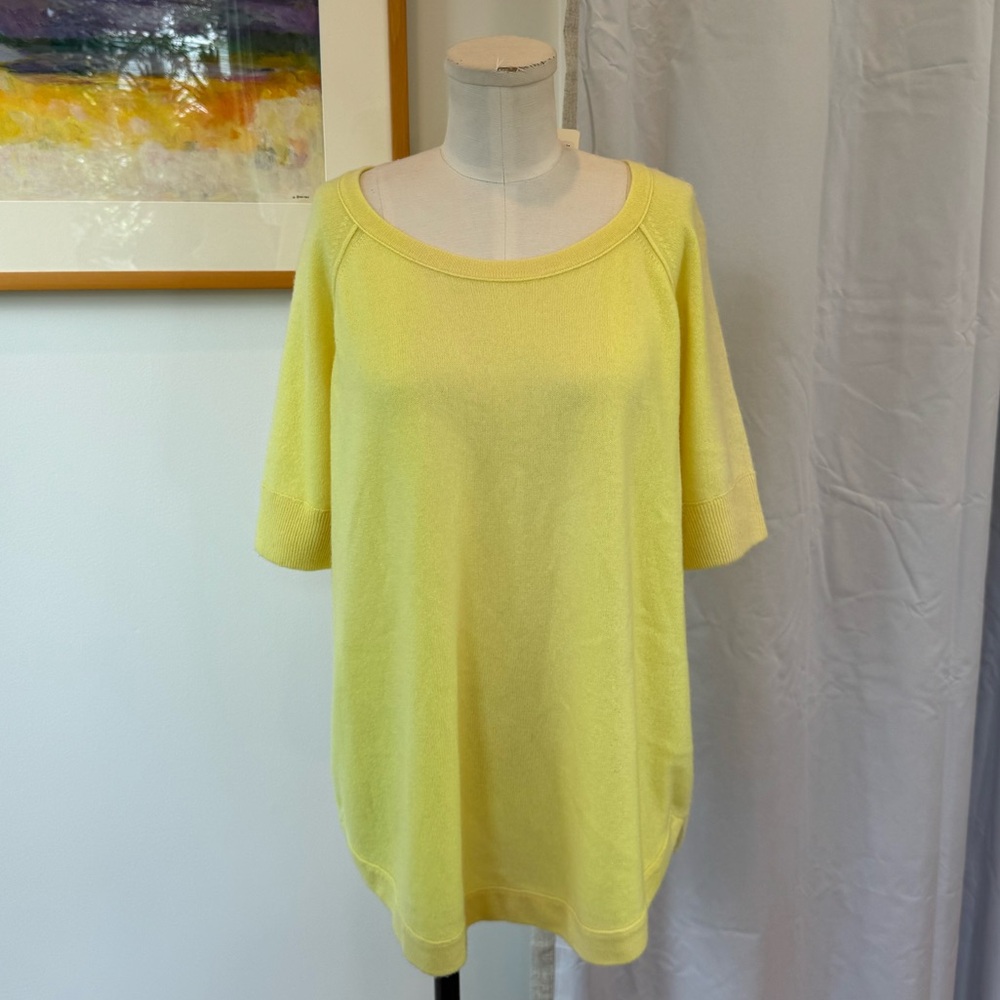 Kinross Cashmere Short Sleeve Sweater - Lemon